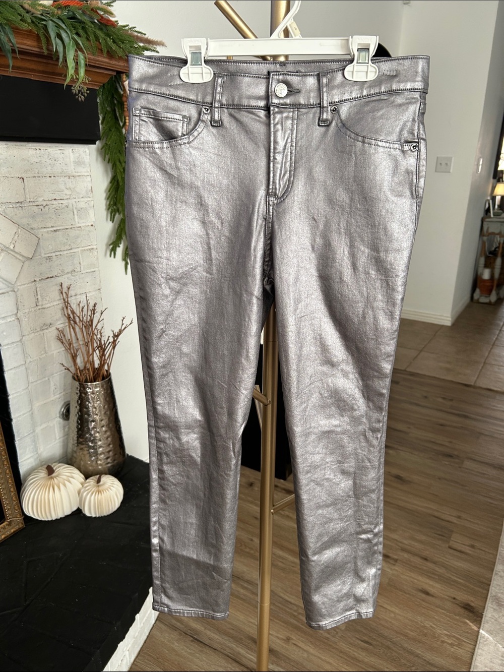 Express Metallic Silver Women’s Skinny Jeans 6S